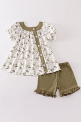 Sage duck girl shorts set