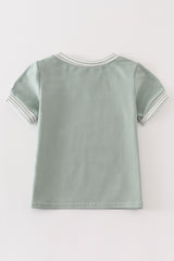 Green duck applique boy top