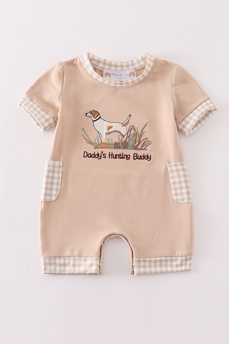 Daddy's hunting buddy embroidery boy romper