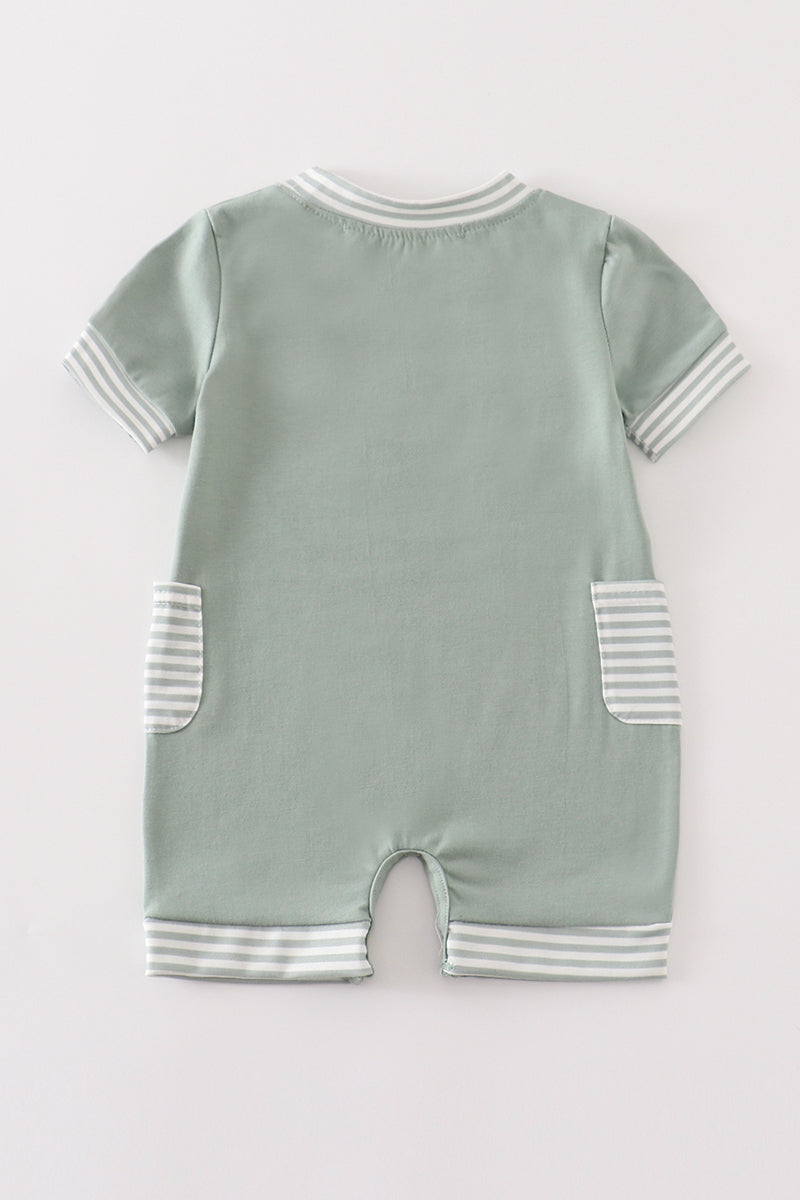 Green duck applique boy romper