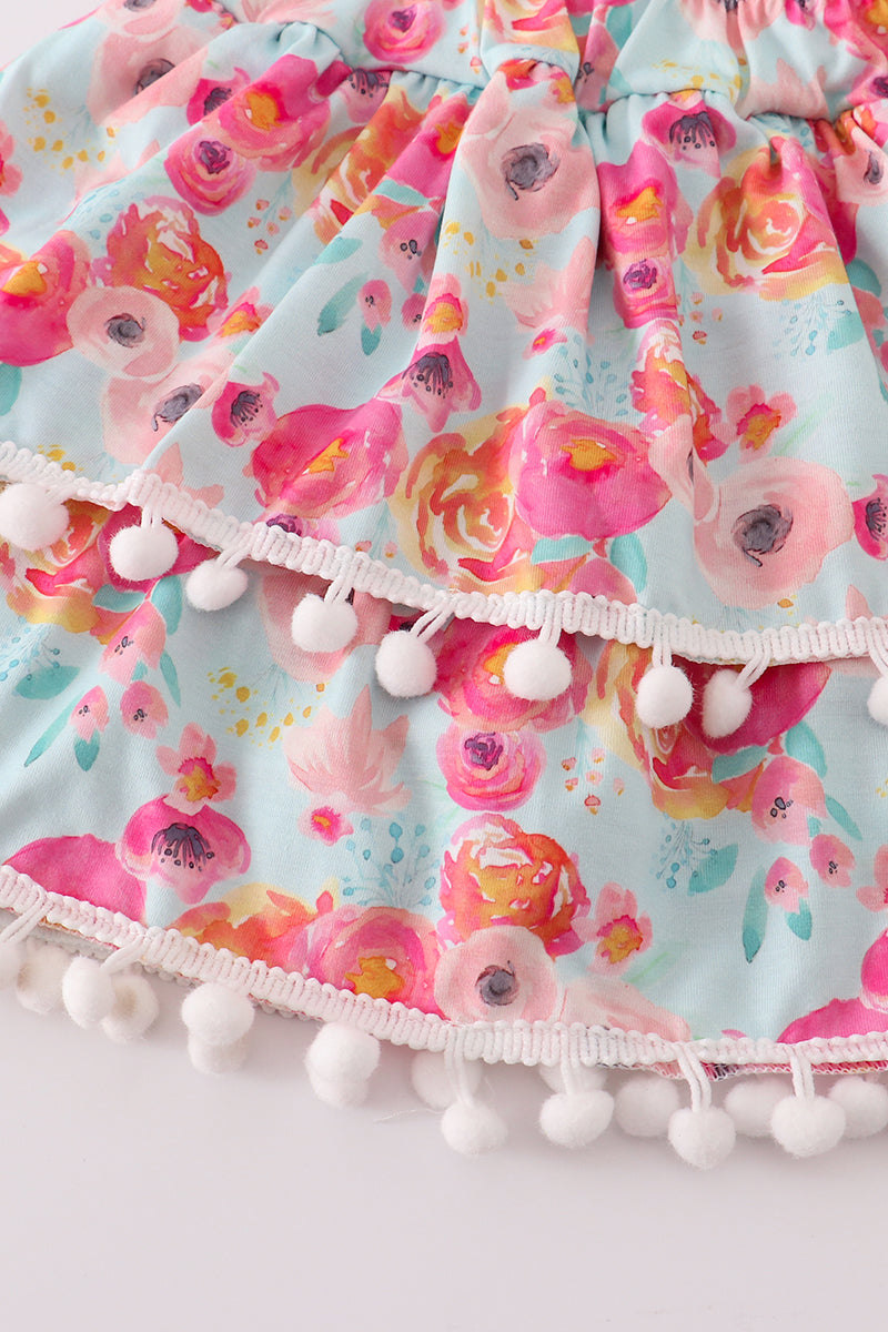 Pink floral ruffle set