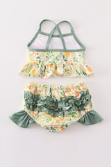 Yellow floral 2pc girl swimsuit