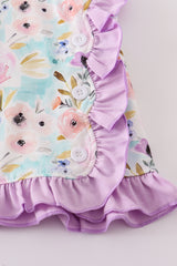 Purple floral baby set