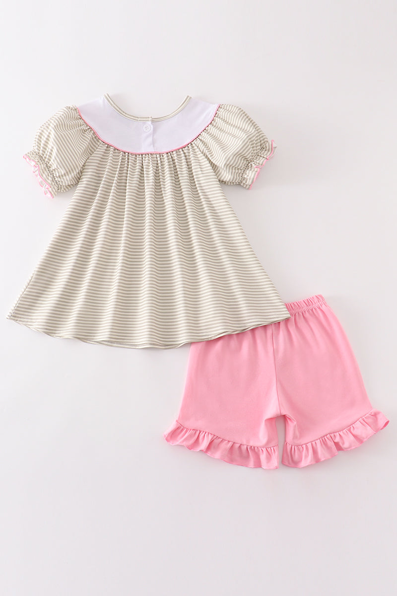 Brown farm embroidery girl set