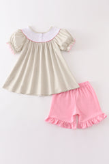 Brown farm embroidery girl set