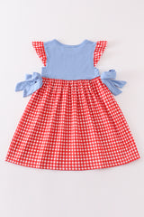 Red plaid lobster applique dress