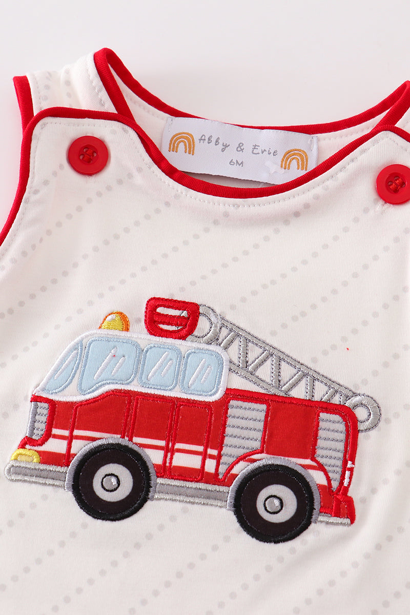 Red fire truck applique boy jonjon