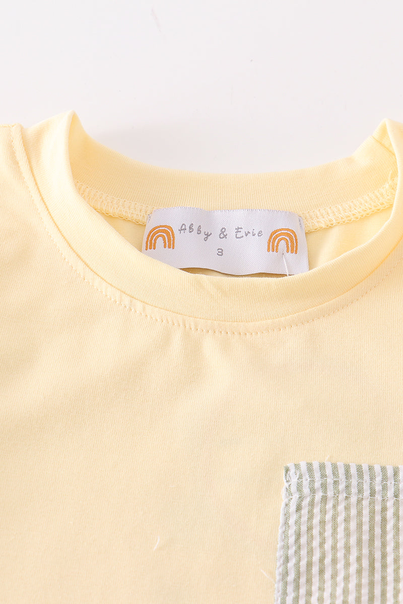 Green & yellow seersucker stripe boy set