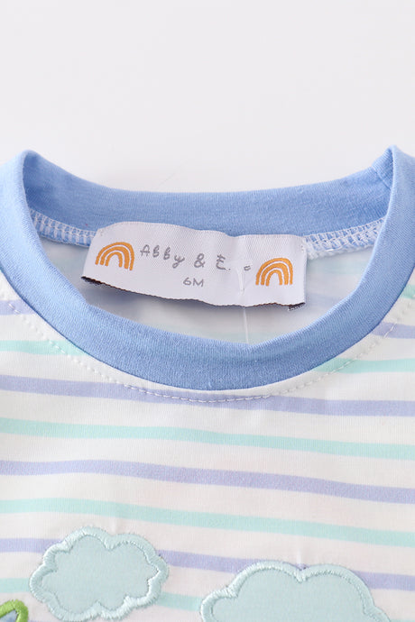 Blue plane applique stripe boy bubble