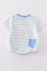 Blue plane applique stripe boy bubble