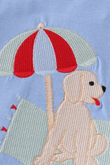 Blue beach puppy embroidery boy set