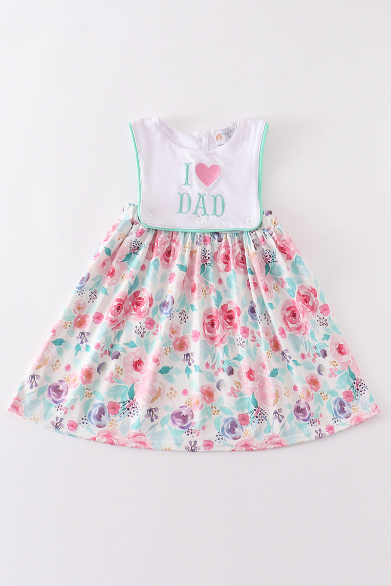 Floral I love dad embroidery dress