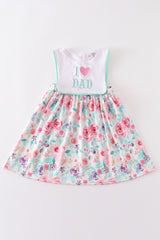 Floral I love dad embroidery dress
