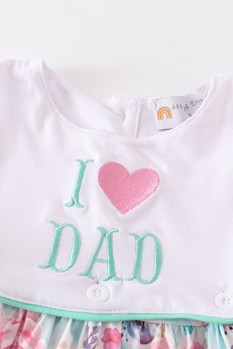 Floral I love dad embroidery dress