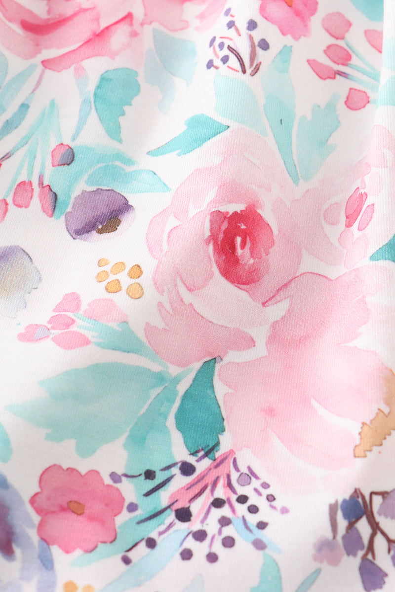 Floral I love dad embroidery dress