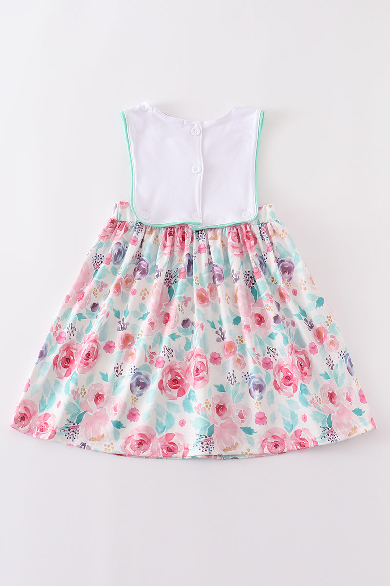 Floral I love dad embroidery dress