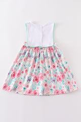 Floral I love dad embroidery dress