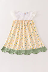 Yellow floral lace dress
