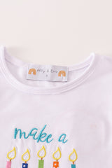 Pink happy birthday embroidery skort set