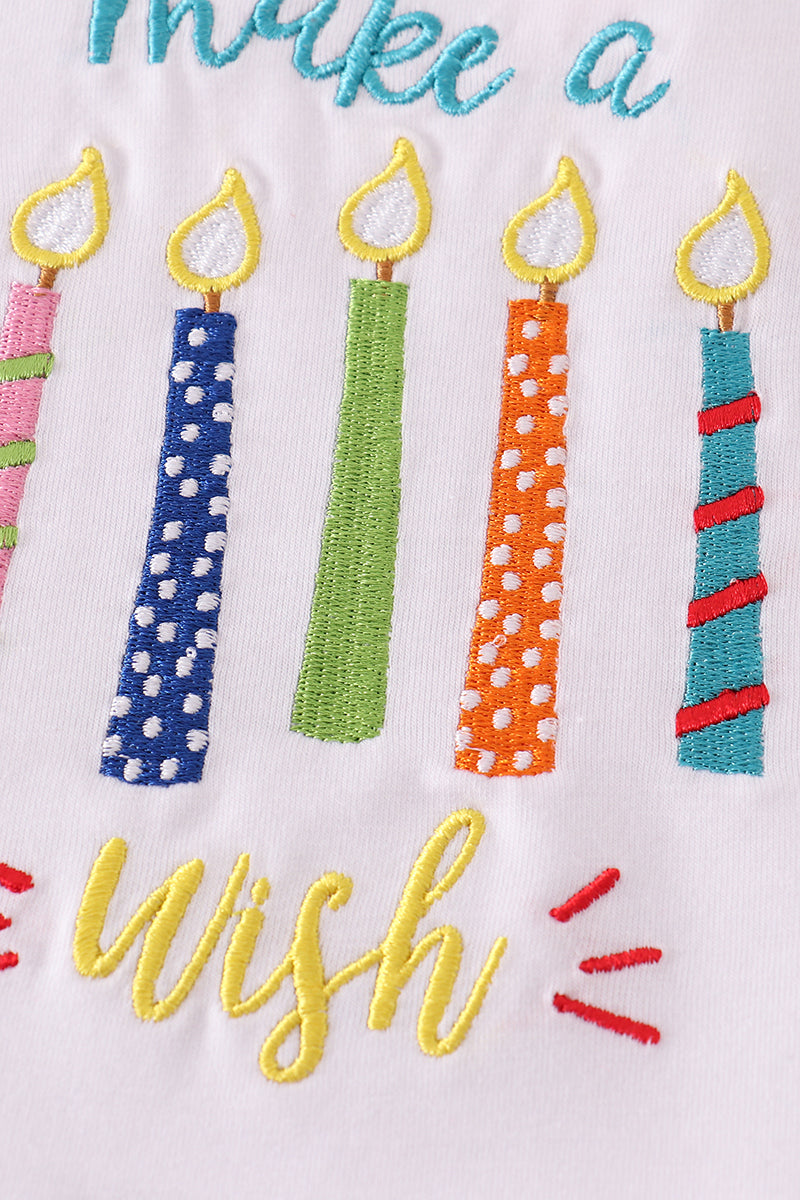 Pink happy birthday embroidery skort set