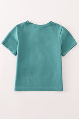 Green happy birthday embroidery boy top
