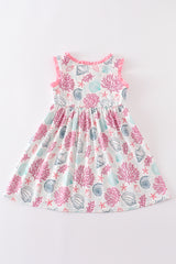 Pink shell embroidery dress