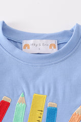 Blue crayon embroidery boy set