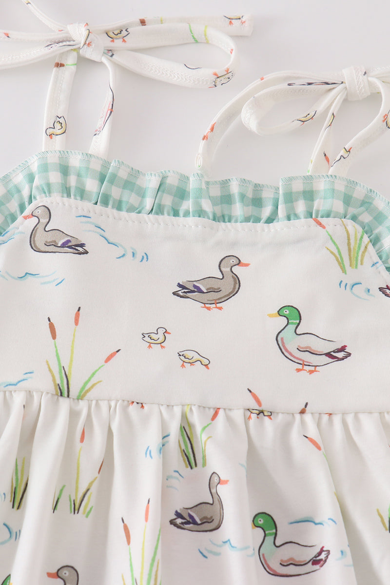 Sage duck strap dress