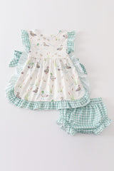 Sage duck girl bloomers set