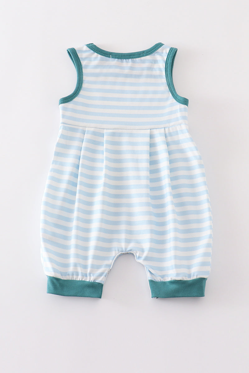 Blue stripe cow embroidery boy bubble
