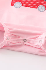 Pink fishing puppy applique girl bubble