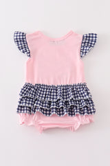 Pink fishing puppy applique girl bubble