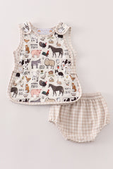 Beige farm baby boy set