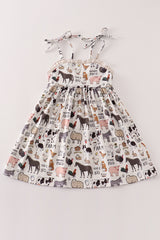 Beige farm strap dress