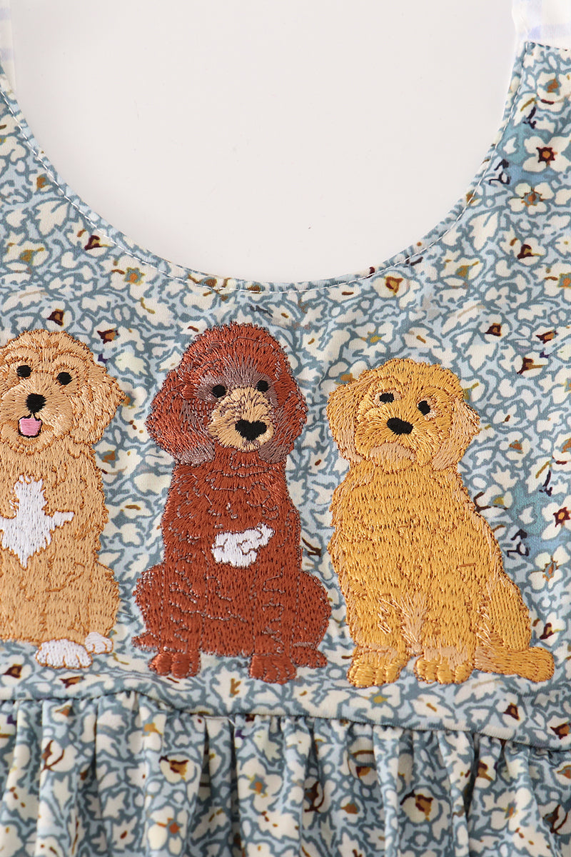 Floral puppy embroidery dress