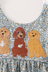 Floral puppy embroidery dress