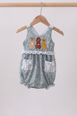 Floral puppy embroidery ruffle bubble