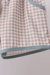 Blue gray Puppy embroidery shorts set