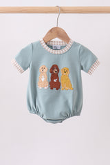 Blue gray Puppy embroidery bubble