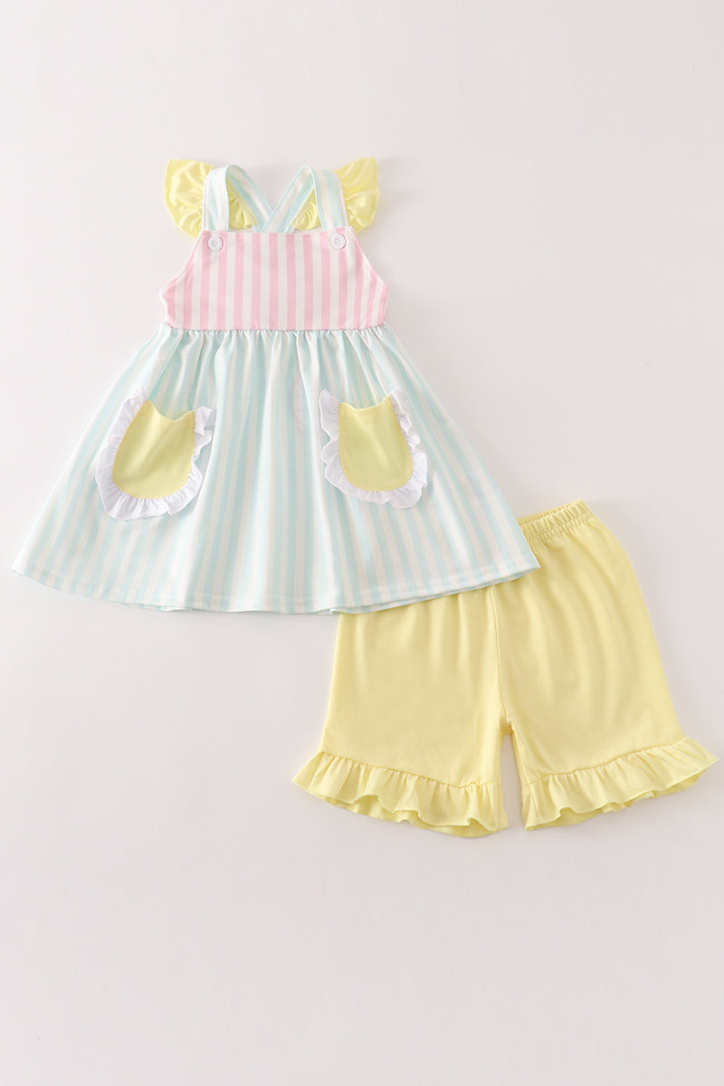 Multicolored stripe girl set