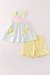 Multicolored stripe girl set