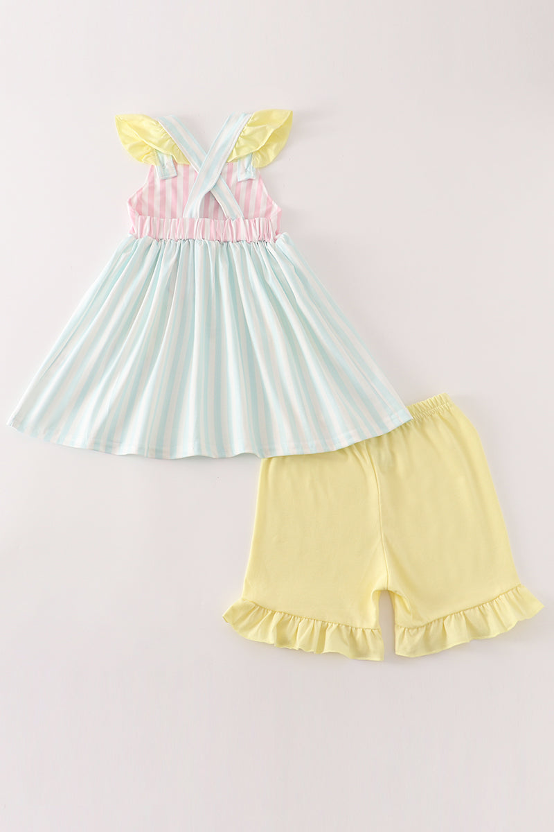 Multicolored stripe girl set