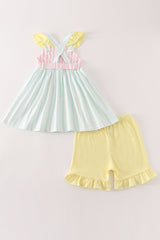 Multicolored stripe girl set