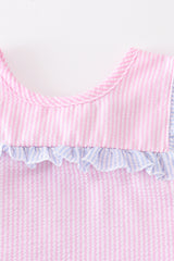 Pink stripe seersucker girl set