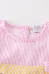 Pink stripe seersucker dress