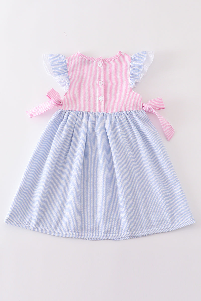Pink stripe seersucker dress