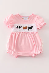 Pink cow embroidery girl bubble