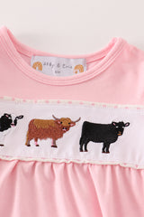 Pink cow embroidery girl bubble