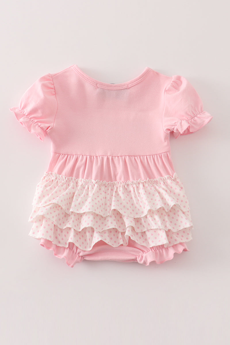 Pink cow embroidery girl bubble