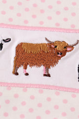 Pink cow embroidery girl skort set